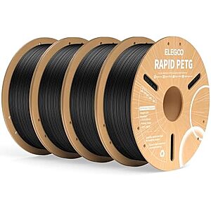 $39.59* | 4-kg (4x 1kg) ELEGOO Rapid 1.75mm PETG 3D Printer Filament (Black) at Amazon