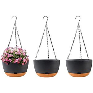 $15.19* | 3-Pk 10" KPUVX Self-Watering Hanging Plant Baskets w/ Removable Saucer at Amazon