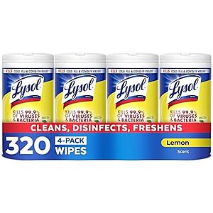 [SnS] $12.08 | 4-Pack 80-Count Lysol Disinfectant Wipes (Lemon & Lime Blossom) at Amazon