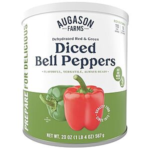 $12.83* | 1-Lb Augason Farms Dehydrated Diced Bell Peppers Can at Amazon