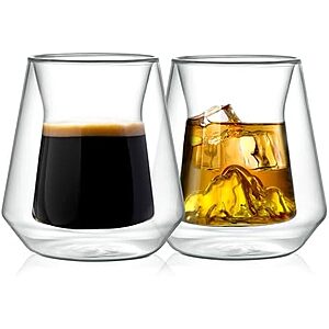 $10.99 | 2-Pack 8-Oz NutriChef Double Wall Insulated Glasses at Amazon