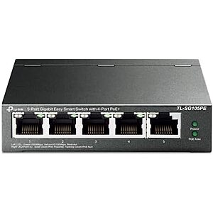 $40.99* | TP-Link 5 Port Gigabit PoE Switch | 4 PoE+ Port @65W (TL-SG105PE) + 10% Back w/ Prime Visa Card at Amazon