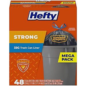 [SnS, AC] $9.75* | 48-Ct 33-Gallon Hefty Strong XL Trash Bags at Amazon