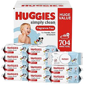 [SnS, AC] $12.69* | 11-Pk 64-Ct Huggies Simply Clean Baby Wipes (Unscented) at Amazon