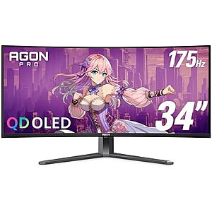 [NEW] $399.99 | AOC Agon Pro 34" Curved Gaming Monitor QD OLED 3440x1440 175Hz NVIDIA G-SYNC AG346UCD at Amazon