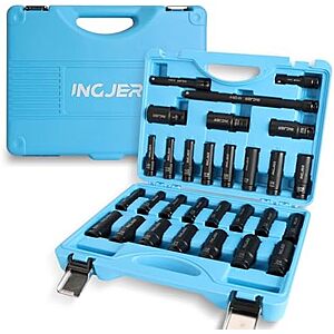 $28.48* | 29-Pc INGJER 1/2" Deep Impact SAE & Metric Socket Set at Amazon