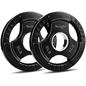 $15.16* | 2-Pack 5-Lb Yes4All Rubber Coated Weight Plate for 2-Inch Barbell at Amazon