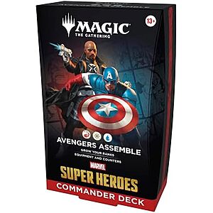 $52.99 | Magic: The Gathering | Marvel Super Heroes Commander Deck - Avengers Assemble (100-Card Deck + Accessories) at Amazon