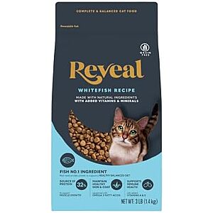 [SnS, AC] $4.19 | 3-Pound Reveal Whitefish Grain Free Complete Dry Cat Food at Amazon
