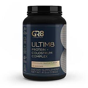 Ultim8 Protein + Colostrum Complex - Chocolate Truffle or Vanilla Cream (28 Servings) $14.97