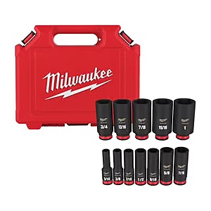 Milwaukee Shockwave 3/8 in. drive SAE 6 Point Square Deep Socket Set 12 pc $49.97 at Ace Hardware