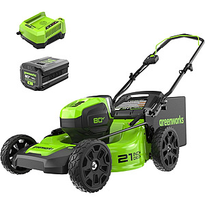 Greenworks 80V 21" Brushless 3-in-1 Push Lawn Mower includes 4ah battery and charger $340