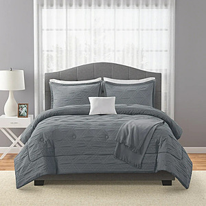 Mainstays 5-Piece Grey Cross Stitch Comforter Set, Full/Queen $30 at Walmart