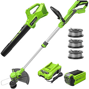 Greenworks 40V 13-Inch Cordless String Trimmer / Edger and Leaf Blower Combo Kit + 3 Bonus Spools, 2.0Ah Battery and Charger Included $129.99