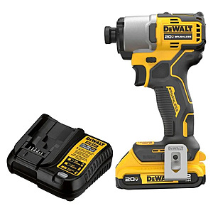 DEWALT 20V MAX Brushless Cordless 1/4 Inch Impact Driver Kit ( DCF840D1 ) $89.1