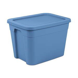 YMMV Sterilite 18 Gallon Tote, Plastic Storage Bin with Snap-on Lid, Stackable, Blue $4.98