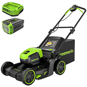 Greenworks 60V 17" Cordless Battery Push Lawn Mower 4.0 ah battery and charger $238