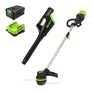 Greenworks Pro 80V 16" Brushless String Trimmer & 500CFM Leaf Blower Combo w/ 2.0 Ah Battery & Charger $191.24