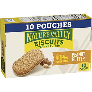 Nature Valley Biscuit Sandwiches, Peanut Butter, Snack Bars, 10 Bars, 13.5 oz $4.74 or less