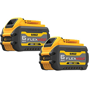 DEWALT FLEXVOLT 20V/60V 6Ah Lithium Ion Power Tool Battery Pack with Fuel Indicator (2 Pack) $174 at Acme Tools