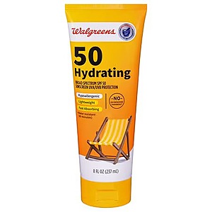 Walgreens SPF 50 Hydrating Broad Spectrum Sunscreen, 8.0 fl oz And 5.5 oz Mist Spray 2 For $6.73