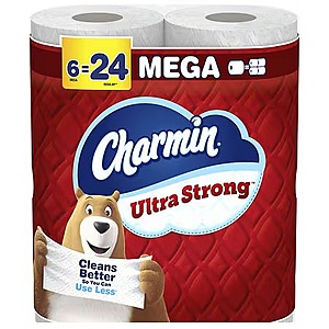 Charmin Ultra Strong Toilet Paper Mega Rolls 220 Sheets Per Roll, ( 2 ) 6.0 Rolls $11.89