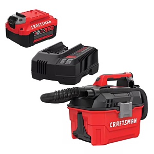 CRAFTSMAN V20 4AH Starter Kit with V20 2 Gallon Wet/Dry Vac + ( Other Craftsman Bundles Available )$99