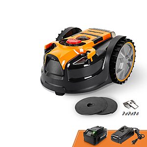 LawnMaster OcuMow&trade; VBRM601YCM MAX Perimeter Wire Free Robot Lawn Mower Cuts Small Lawns 2000-3500 Square Feet with Optical Navigation $326.38