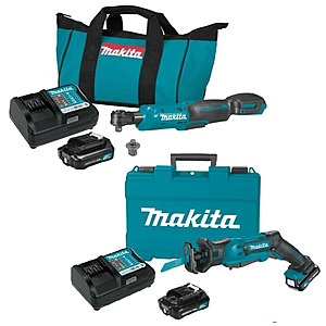 Makita 12V CXT Ratchet & Reciprocating Saw Combo Kit Bundle ( 3 Batteries and 2 Chargers Included ) $145.98