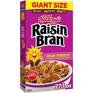 Kellogg's Raisin Bran Original Giant Size Breakfast Cereal 27.1 oz $4.28 or less