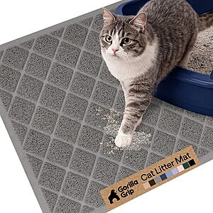 GORILLA GRIP Cat Litter Box Mat, Coiled Mesh Trapping Mats, 24x17 Gray $9.99