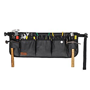 Waist Tool Belts with 13 Pockets,Waxed Canvas Tool Apron,Nail Apron,Woodworking Pouch for Men and Women,Adjustable Length from 28 to 45 Inches (Black) $8.97