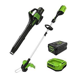 Greenworks 60V 13" Cordless Battery String Trimmer & 540 CFM Leaf Blower Combo Kit w/ 4.0Ah Battery & Charger + Free S/H $170