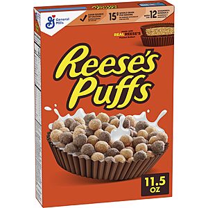 Reese's Puffs Chocolatey Peanut Butter Breakfast Cereal, 11.5 oz $1.89 or less
