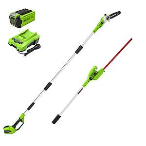 Greenworks 40V 8" Cordless Battery Pole Saw and Hedge Trimmer Attachment 2.0 ah battery and charger + Free S/H $135.99