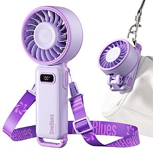 Diveblues 4-in-1 Portable Turbo Fan (Neck/Desk/Handheld), USB-C Rechargeable - $11.69