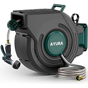 Amazon &ndash; AYURA 100FT Retractable Garden Hose Reel $69.99 w/ Code + Deal