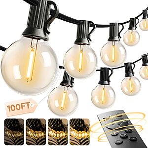 Amazon &ndash; addlon 100FT G40 Outdoor String Lights w/ Remote $19.49 w/ Code + Deal