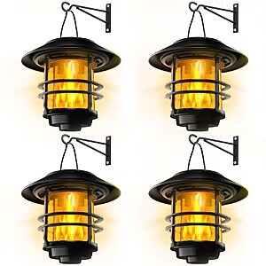 Amazon &ndash; Otdair 4-Pack Waterproof Solar Flickering Flame Lanterns $27.49 w/ Code