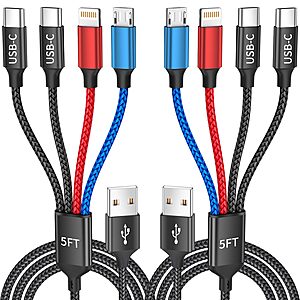 Amazon &ndash; IDISON 2-Pack 5' 4-in-1 Multi Charging Cables $7.60 w/ Code