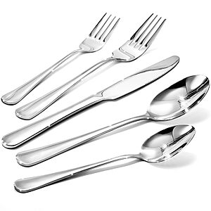 Amazon &ndash; HIKAA 40-Piece 18/10 Stainless Steel Flatware Set for 8 $14.99 w/ Code
