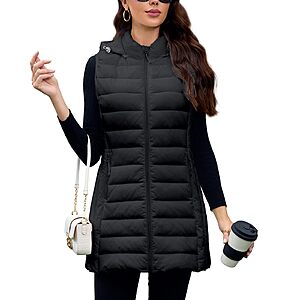 Amazon &ndash; MODERN BUBBLE Women's Long Hooded Puffer Vest $18.49&ndash;$24.99 w/ Code