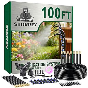 Amazon &ndash; STARREY 100FT Drip Irrigation System w/ 24 Nozzles $16.18 w/ Code