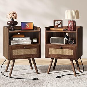 Amazon &ndash; SUPERJARE Nightstands Set of 2 w/ Charging Station $54.99 w/ Code
