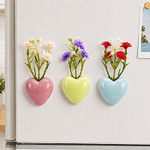 Amazon &ndash; Goodeco 3-Pc Mini Ceramic Heart Fridge Magnet Vases $4.99 w/ Code