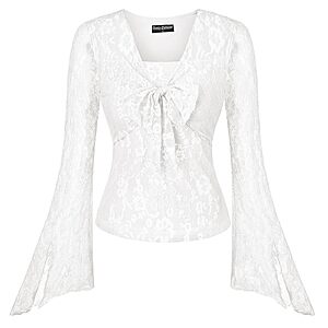 Amazon - SCARLET DARKNESS Women's Y2K Lace Bell-Sleeve Top - $7.00 w/ Code