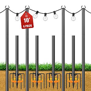 Amazon &ndash; Jusgym 4-Pack 10' Adjustable String Light Poles - $24.99 w/ Code