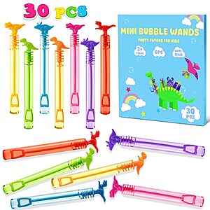 Amazon &ndash; 30-Pack Mini Dinosaur Bubble Wands - $3.98 w/ Code + Deal