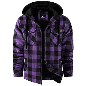 Amazon &ndash; Men's Sherpa-Lined Plaid Flannel Hoodie - $19.99&ndash;$22.99 w/ Code + Deal