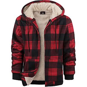 Amazon &ndash; ZITY Men's Sherpa-Lined Plaid Hoodie - $19.79&ndash;$24.28 w/ Code + Sale